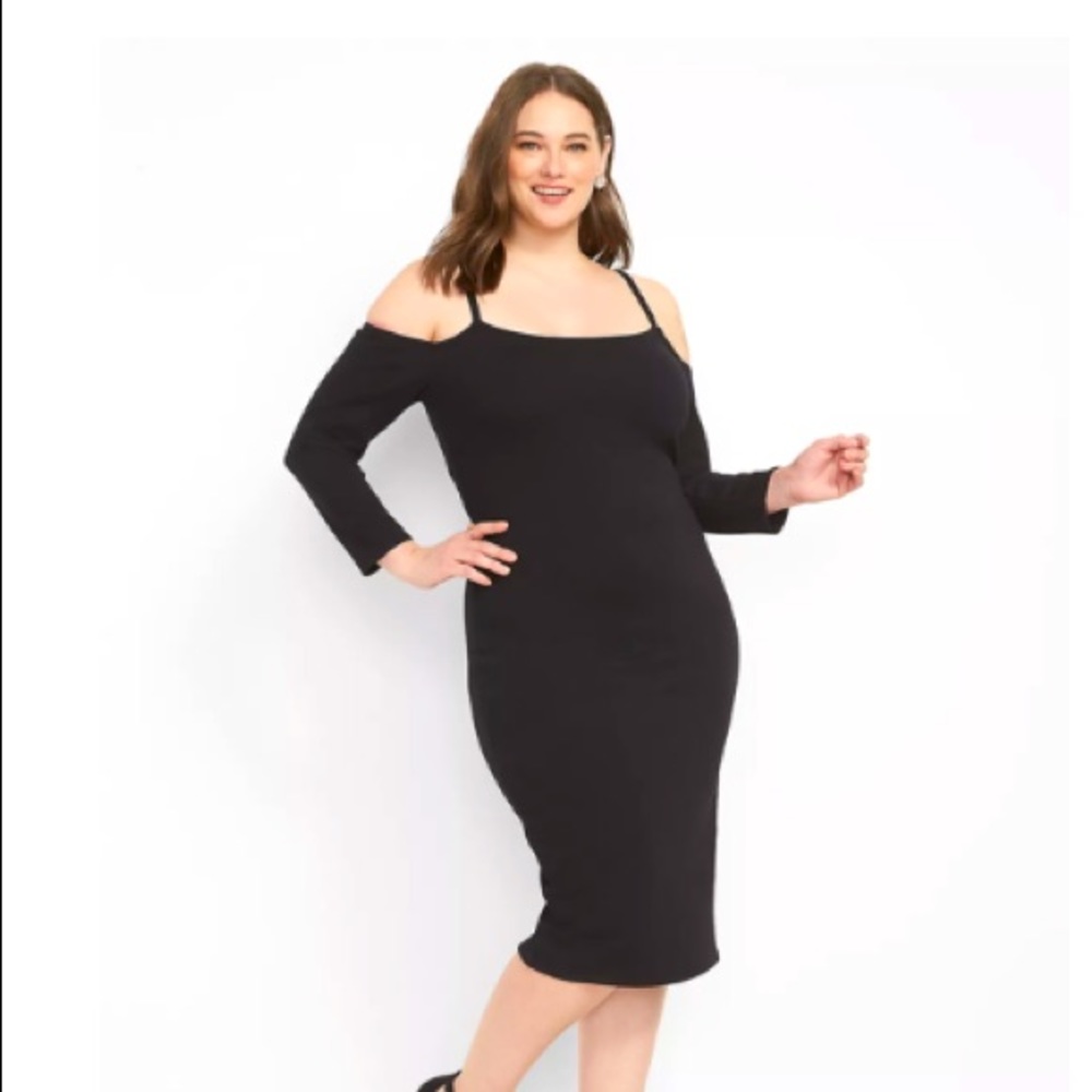 Brand New Lane Bryant Long Sleeve Cold Shoulder Rib Bodycon Dress